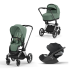 Carucior 3 in 1 pentru copii Cybex Priam 4.0, cu landou si scoica Cloud T Plus - Leaf Green cu cadru Chrome Black - 1