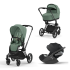 Carucior 3 in 1 pentru copii Cybex Priam 4.0, cu landou si scoica Cloud T Plus - Leaf Green cu cadru Matt Black - 1