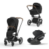 Carucior 3 in 1 pentru copii Cybex Priam 4.0, cu landou si scoica Cloud T Plus - Sepia Black cu cadru Chrome Brown - 1