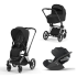 Carucior 3 in 1 pentru copii Cybex Priam 4.0, cu landou si scoica Cloud T Plus - Sepia Black cu cadru Chrome Black - 1