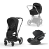 Carucior 3 in 1 pentru copii Cybex Priam 4.0, cu landou si scoica Cloud T Plus - Sepia Black cu cadru Matt Black	 - 1