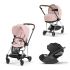 Carucior 3 in 1 pentru copii Cybex Mios 3.0, cu landou si scoica Cloud T Plus - Peach Pink cu cadru Chrome Brown - 1