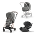 Carucior 3 in 1 pentru copii Cybex Mios 3.0, cu landou si scoica Cloud T Plus - Mirage Grey cu cadru Rosegold - 1