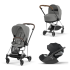 Carucior 3 in 1 pentru copii Cybex Mios 3.0, cu landou si scoica Cloud T Plus - Mirage Grey cu cadru Chrome Brown - 1