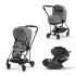 Carucior 3 in 1 pentru copii Cybex Mios 3.0, cu landou si scoica Cloud T Plus - Mirage Grey cu cadru Matt Black - 1