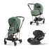 Carucior 3 in 1 pentru copii Cybex Mios 3.0, cu landou si scoica Cloud T Plus - Leaf Green cu cadru Rosegold - 1