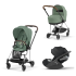 Carucior 3 in 1 pentru copii Cybex Mios 3.0, cu landou si scoica Cloud T Plus - Leaf Green cu cadru Chrome Brown - 1