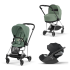 Carucior 3 in 1 pentru copii Cybex Mios 3.0, cu landou si scoica Cloud T Plus - Leaf Green cu cadru Chrome Black - 1