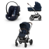 Детска количка 3 в 1 Balios S Lux с кош и столче за кола Cloud G Plus - Ocean Blue със сребриста рамка - 1