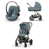 Carucior 3 in 1 Balios S Lux pentru copii, cu landou si scoica auto Cloud G Plus - Stormy Blue cu cadru Taupe - 1