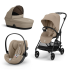 Carucior 3 in 1 Cybex Melio Carbon pentru copii, modern, cu landou si scoica Cloud G Plus - 2