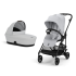 Carucior 2 in 1 Cybex Melio Carbon pentru copii, modern, cu landou, Fog Grey - 1