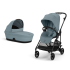 Carucior 2 in 1 Cybex Melio Carbon pentru copii, modern, cu landou, Stormy Blue - 1