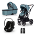 Carucior 3 in 1 pentru copii Cavoe Axo Shine, cu landou si scoica auto Cybex Cloud G i-Size Plus, Boho Green - 1