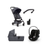 Carucior 3 in 1 pentru copii Joolz Aer+, cu bara, suport de pahar si scoica auto Cloud G Plus, Stone Grey - 1