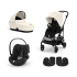 Carucior 3 in 1 Cybex Melio Carbon pentru copii, modern, cu landou si scoica Cloud G Plus, Canvas White - 1