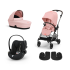 Carucior 3 in 1 Cybex Melio pentru copii, colectia 2024, cu landou si scoica Cloud G Plus, Candy Pink - 1
