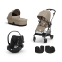 Детска количка 3 в 1 Cybex Melio, колекция 2024, с количка и черупка Cloud G Plus, Almond Beige - 1