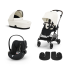 Детска количка 3 в 1 Cybex Melio, колекция 2024, с кош и кора Cloud G Plus, Canvas White - 1