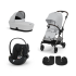 Carucior 3 in 1 Cybex Melio pentru copii, colectia 2024, cu landou si scoica Cloud G Plus, Fog Grey - 1