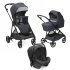 Carucior sport pentru copii Chicco Seety, 3 in 1, cu landou si scoica auto Kory Air Plus, BostonGrey - 1