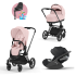 Carucior 3 in 1 pentru copii Cybex Priam 4.0, cu landou si scoica Cloud T Plus - Peach Pink cu cadru Matt Black - 1