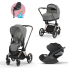 Carucior 3 in 1 pentru copii Cybex Priam 4.0, cu landou si scoica Cloud T Plus - Mirage Grey cu cadru Rosegold	 - 1