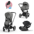 Carucior 3 in 1 pentru copii Cybex Priam 4.0, cu landou si scoica Cloud T Plus - Mirage Grey cu cadru Chrome Black - 1
