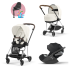 Carucior 3 in 1 pentru copii Cybex Mios 3.0, cu landou si scoica Cloud T Plus - Off White cu cadru Chrome Brown - 1