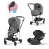 Carucior 3 in 1 pentru copii Cybex Mios 3.0, cu landou si scoica Cloud T Plus - Mirage Grey cu cadru Chrome Brown - 1