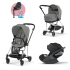 Carucior 3 in 1 pentru copii Cybex Mios 3.0, cu landou si scoica Cloud T Plus - Mirage Grey cu cadru Chrome Black - 1