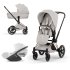 Carucior 3 in 1 pentru copii Cybex Priam Style, cu landou si scoica Cloud T Plus, City Grey cu cadru Rosegold - 1