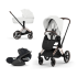 Carucior 3 in 1 pentru copii Cybex Priam Style, cu landou si scoica Cloud T Plus, Off White cu cadru Rosegold - 1
