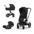 Carucior 3 in 1 pentru copii Cybex Priam Style, cu landou si scoica Cloud T Plus, Sepia Black cu cadru Matt Black - 1