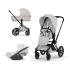 Carucior 3 in 1 pentru copii Cybex Priam Style, cu landou si scoica Cloud T Plus, City Grey cu cadru Matt Black - 1