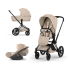 Carucior 3 in 1 pentru copii Cybex Priam Style, cu landou si scoica Cloud T Plus, Cozy Beige cu cadru Matt Black - 1
