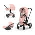 Carucior 3 in 1 pentru copii Cybex Priam Style, cu landou si scoica Cloud T Plus, Peach Pink cu cadru Matt Black - 1