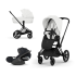 Carucior 3 in 1 pentru copii Cybex Priam Style, cu landou si scoica Cloud T Plus, Off White cu cadru Matt Black - 1