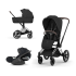 Carucior 3 in 1 pentru copii Cybex Priam Style, cu landou si scoica Cloud T Plus, Sepia Black cu cadru Chrome - 1