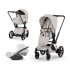 Carucior 3 in 1 pentru copii Cybex E-Priam Style, cu landou si scoica Cloud T Plus, City Grey cu cadru Rosegold - 3