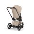 Carucior 3 in 1 pentru copii Cybex E-Priam Style, cu landou si scoica Cloud T Plus, Cozy Beige cu cadru Rosegold - 11