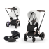 Carucior 3 in 1 pentru copii Cybex E-Priam Style, cu landou si scoica Cloud T Plus, Off White cu cadru Rosegold - 3