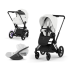 Carucior 3 in 1 pentru copii Cybex E-Priam Style, cu landou si scoica Cloud T Plus, Off White cu cadru Matt Black - 4