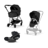 Carucior 3 in 1 pentru copii Cybex Mios Comfort, premium, cu scoica Cloud T Plus, Sepia Black cu cadru Matt Black - 3