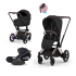 Carucior 3 in 1 pentru copii Cybex E-Priam Style, cu landou si scoica Cloud T Plus, City Grey cu cadru Rosegold - 23