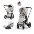 Carucior 3 in 1 pentru copii Cybex E-Priam Style, cu landou si scoica Cloud T Plus, City Grey cu cadru Matt Black - 1
