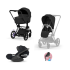 Carucior 3 in 1 pentru copii Cybex E-Priam Comfort, premium, cu scoica Cloud T Plus, Sepia Black cu cadru Matt Black - 1