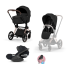 Carucior 3 in 1 pentru copii Cybex Priam Comfort, premium, cu scoica Cloud T Plus, Sepia Black cu cadru Rosegold - 1