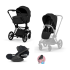 Carucior 3 in 1 pentru copii Cybex Priam Comfort, premium, cu scoica Cloud T Plus, Sepia Black cu cadru Matt Black - 1