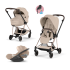 Carucior 3 in 1 pentru copii Cybex Mios Style, premium, Cozy Beige cu cadru Rosegold - 1